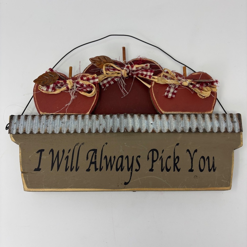 Rustic Wood Apple Basket Wall Decor I Will Always Pick You Farmhouse Sign